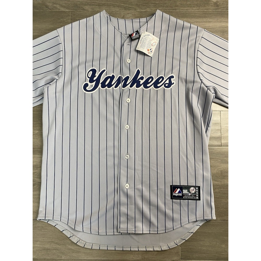 Vtg 90's Majestic MLB New York Yankees Pinstripe Baseball Jersey Deadstock Sz L